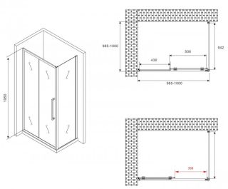 Душевой уголок ABBER Schwarzer Diamant AG30100BMH-S100BM 100x100см чёрный